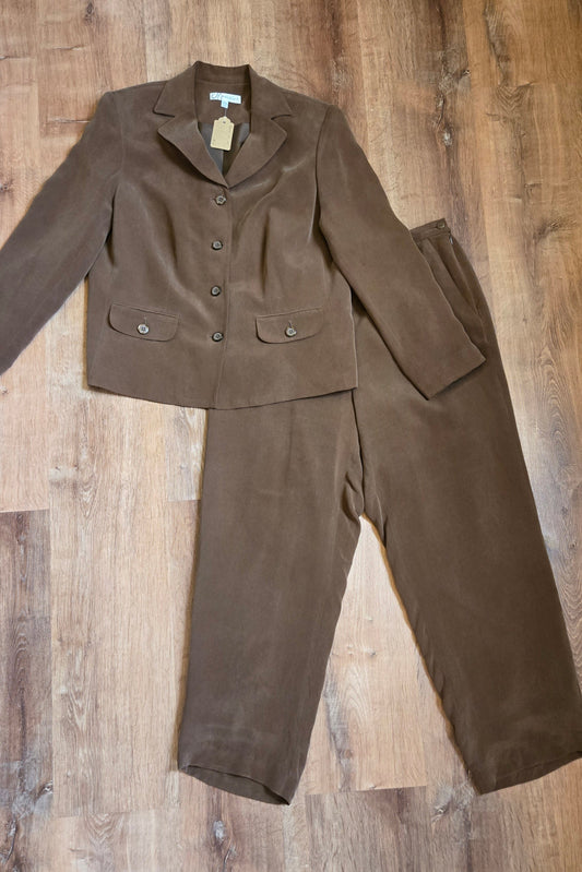 Dress Barn brown silk suit