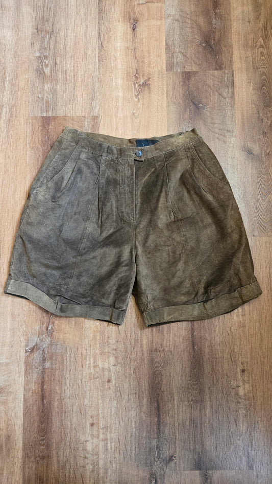 Koko brown suede cuffed shorts