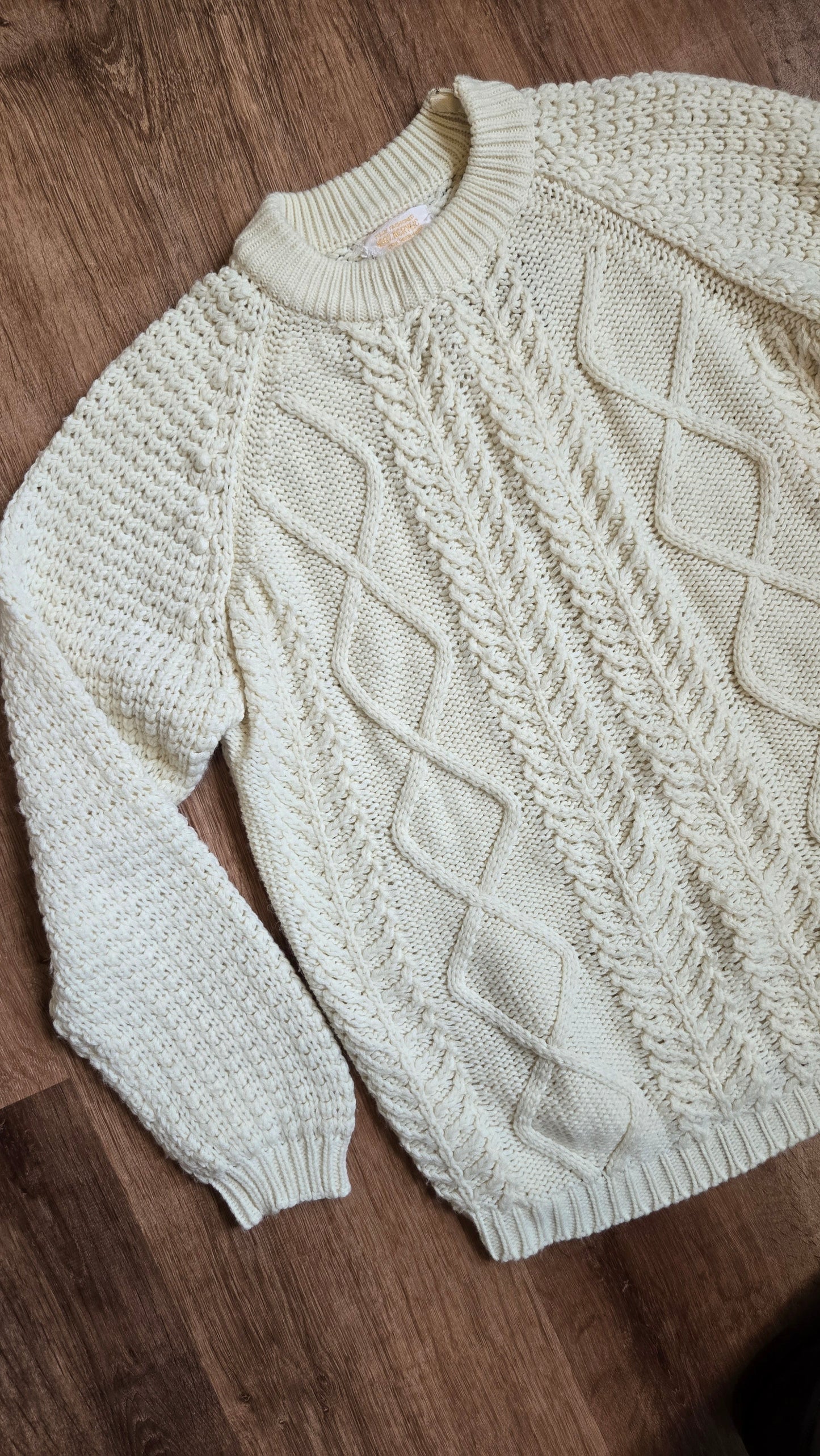 Cream Aran-style sweater