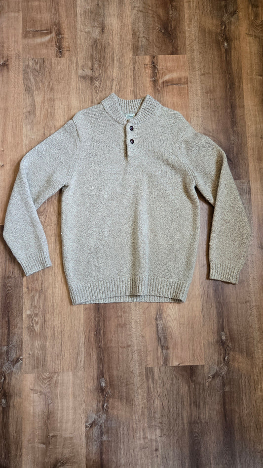 LL Bean oatmeal henley sweater