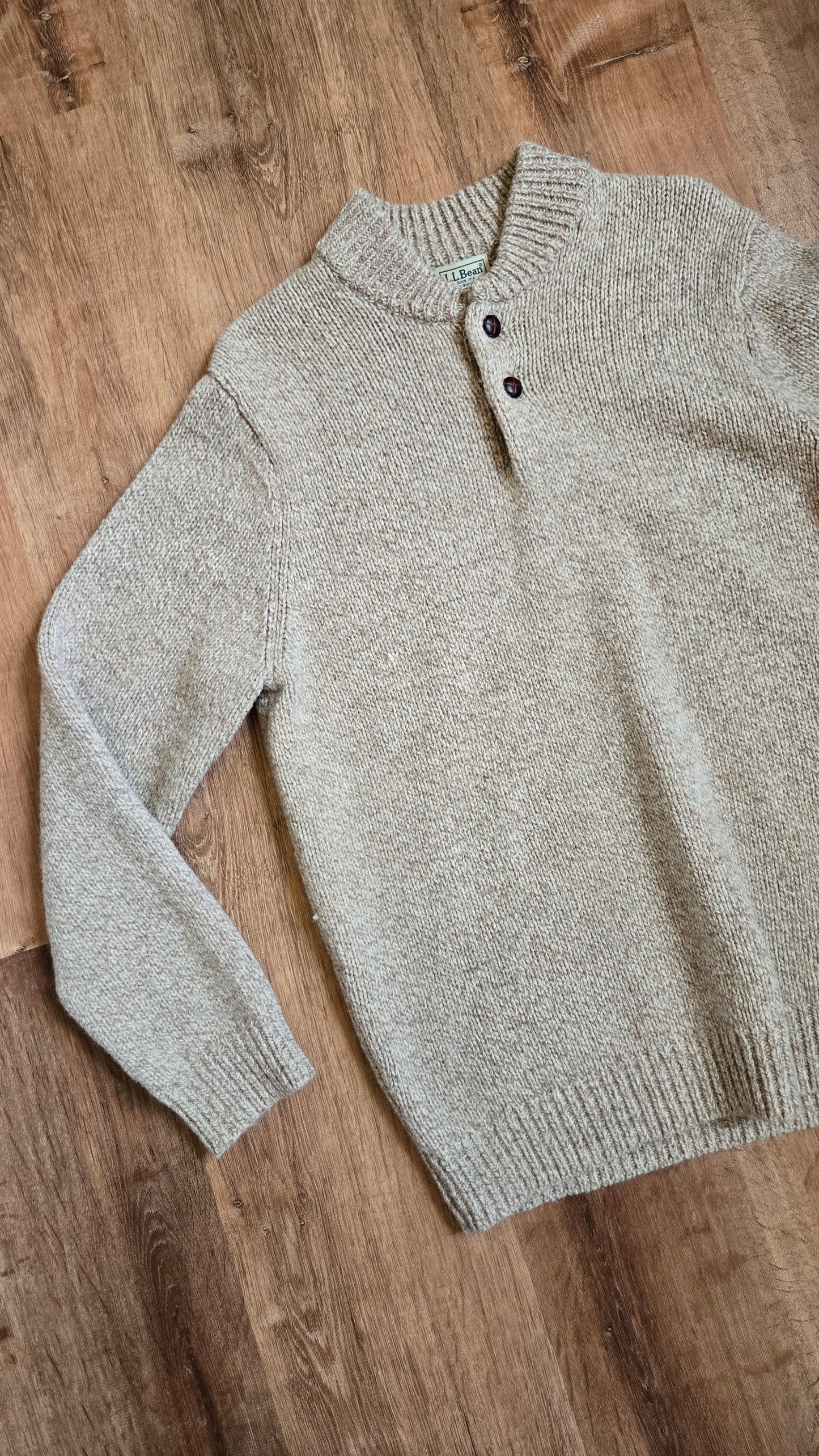 LL Bean oatmeal henley sweater