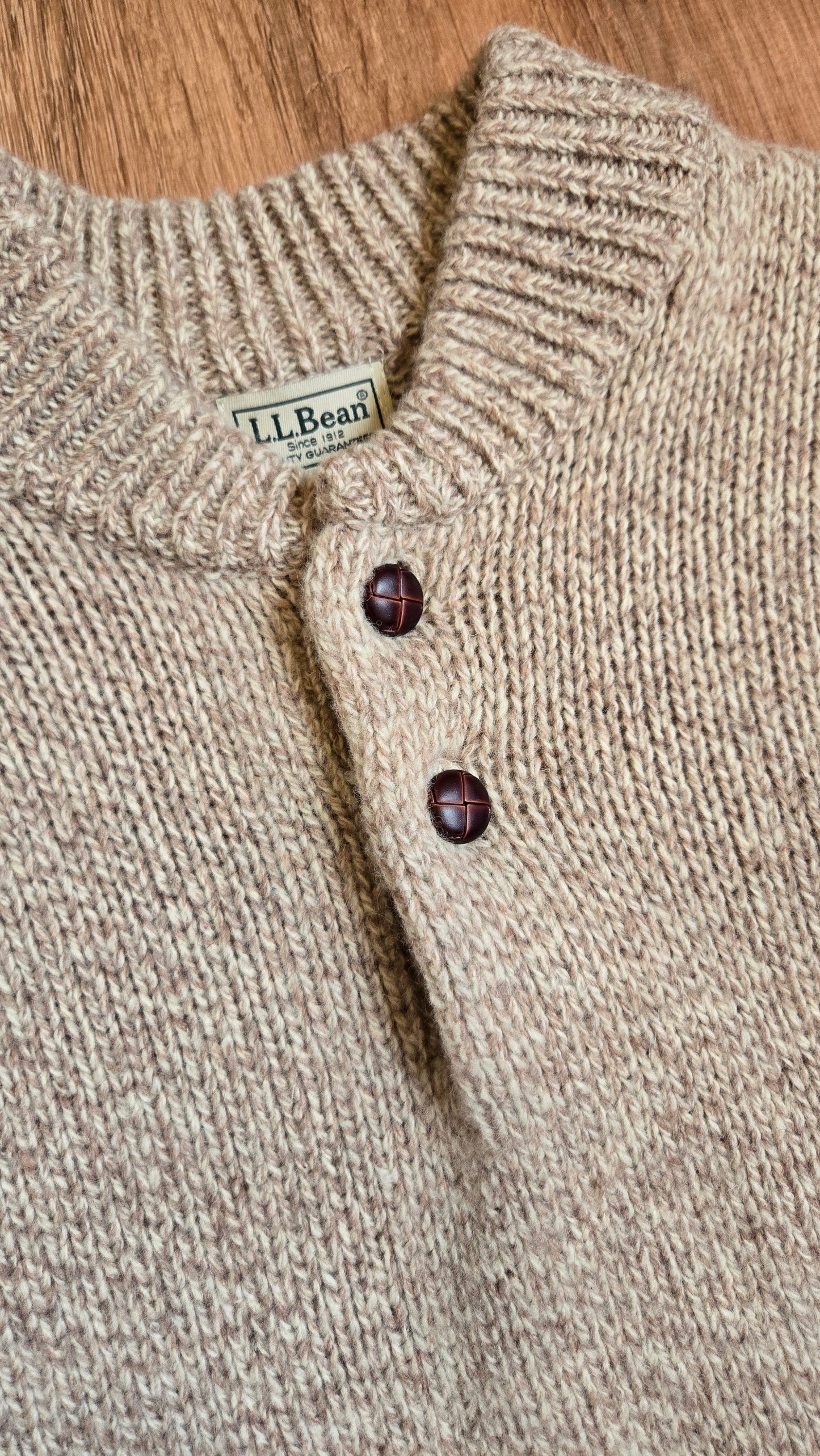 LL Bean oatmeal henley sweater