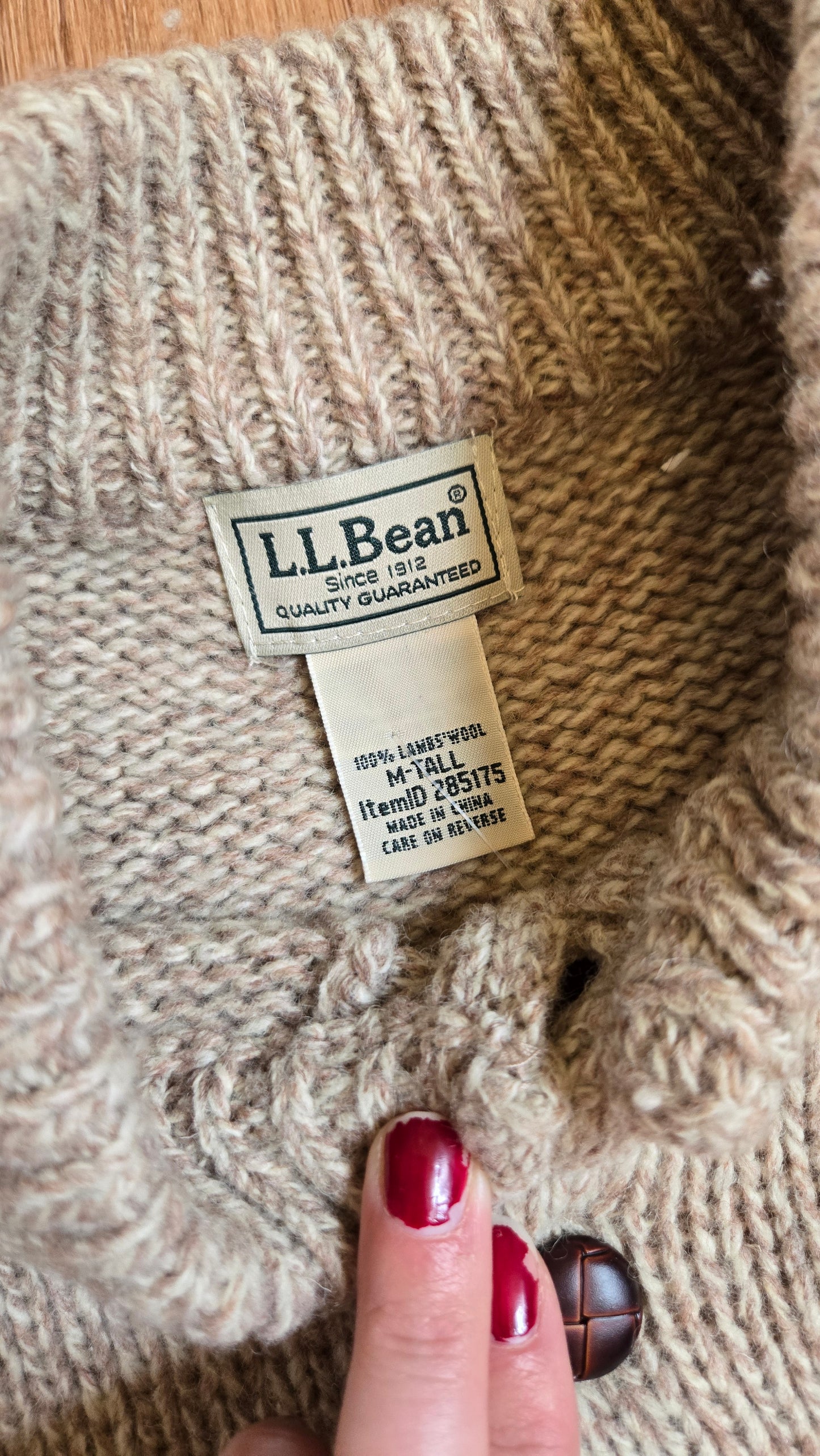 LL Bean oatmeal henley sweater