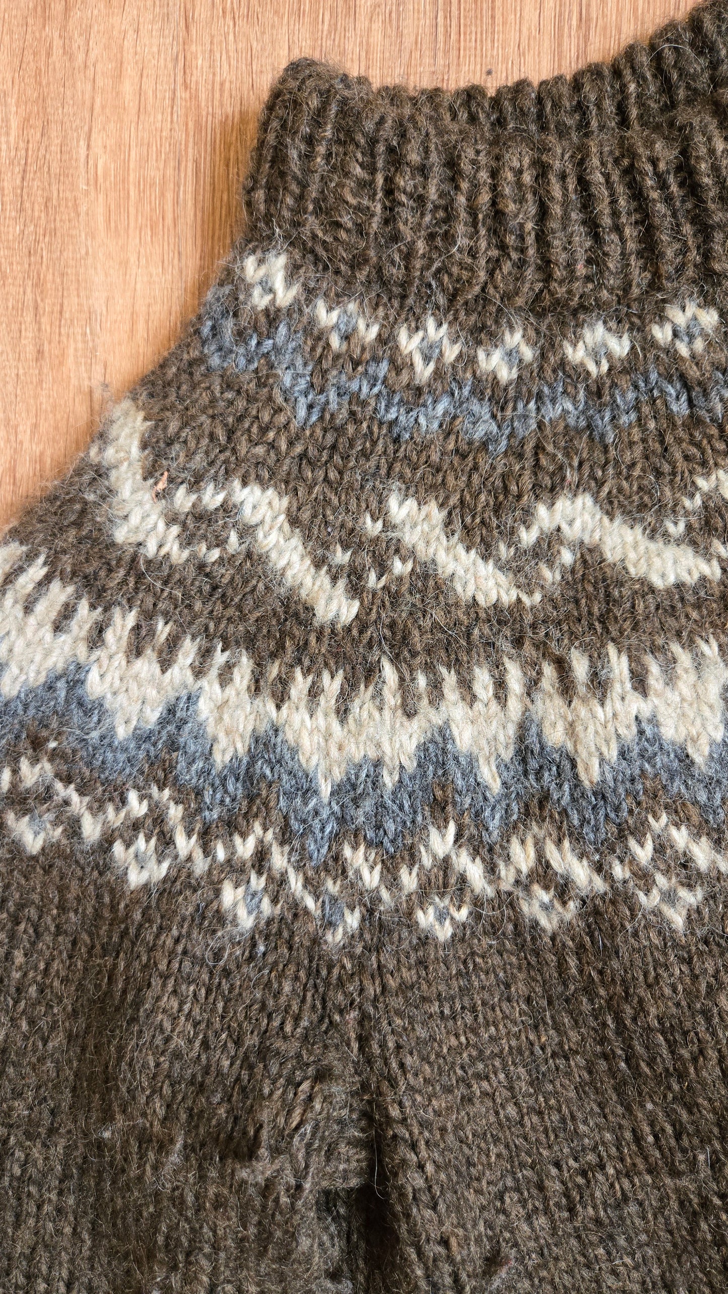 Brown Icelandic-style sweater