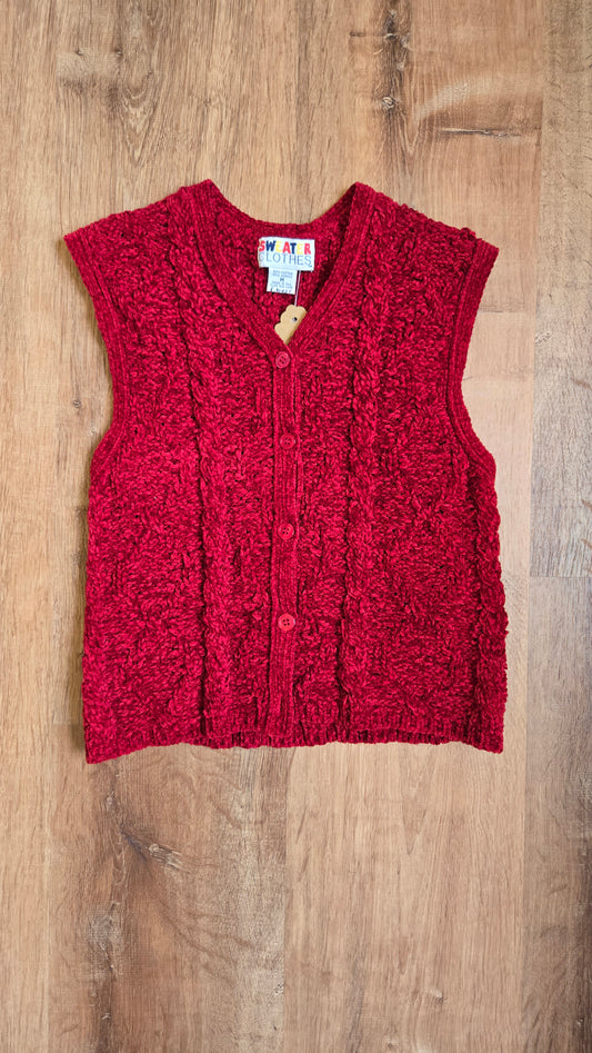 Sweater Clothes red chenille vest