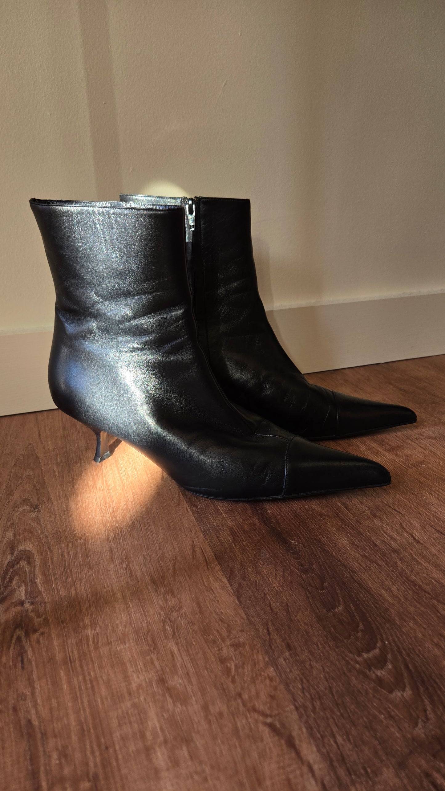 Roberto Cavalli black pointed boots