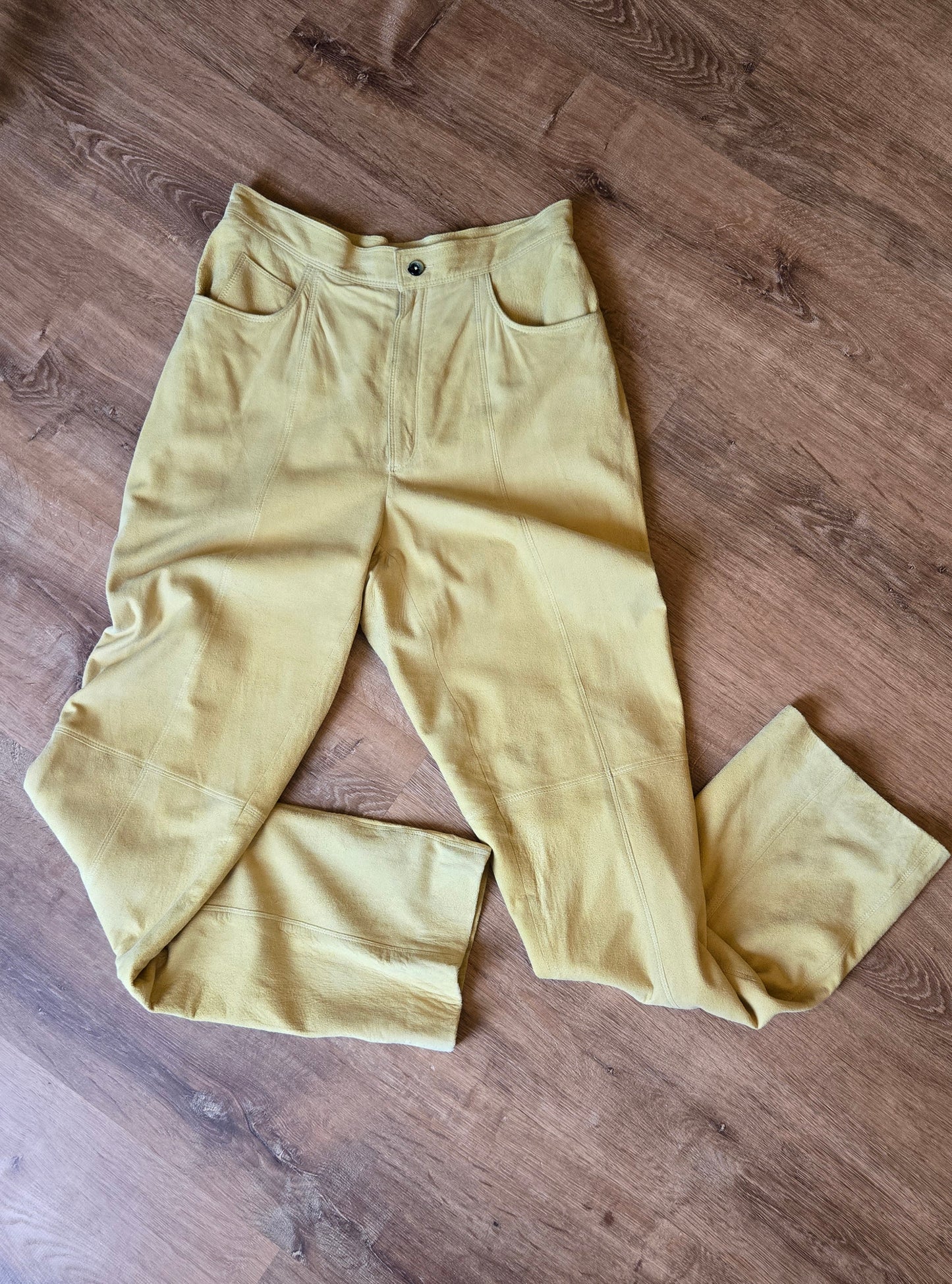 Butter yellow suede pants