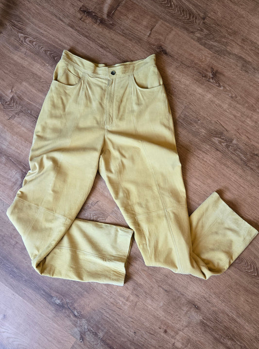 Butter yellow suede pants