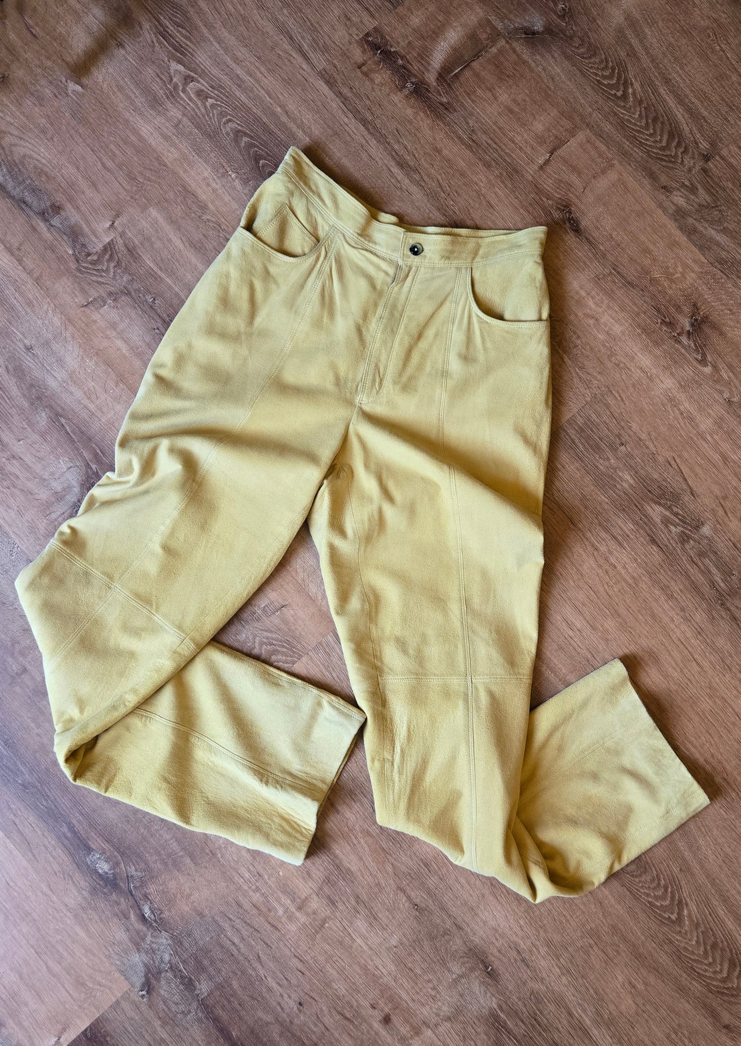 Butter yellow suede pants