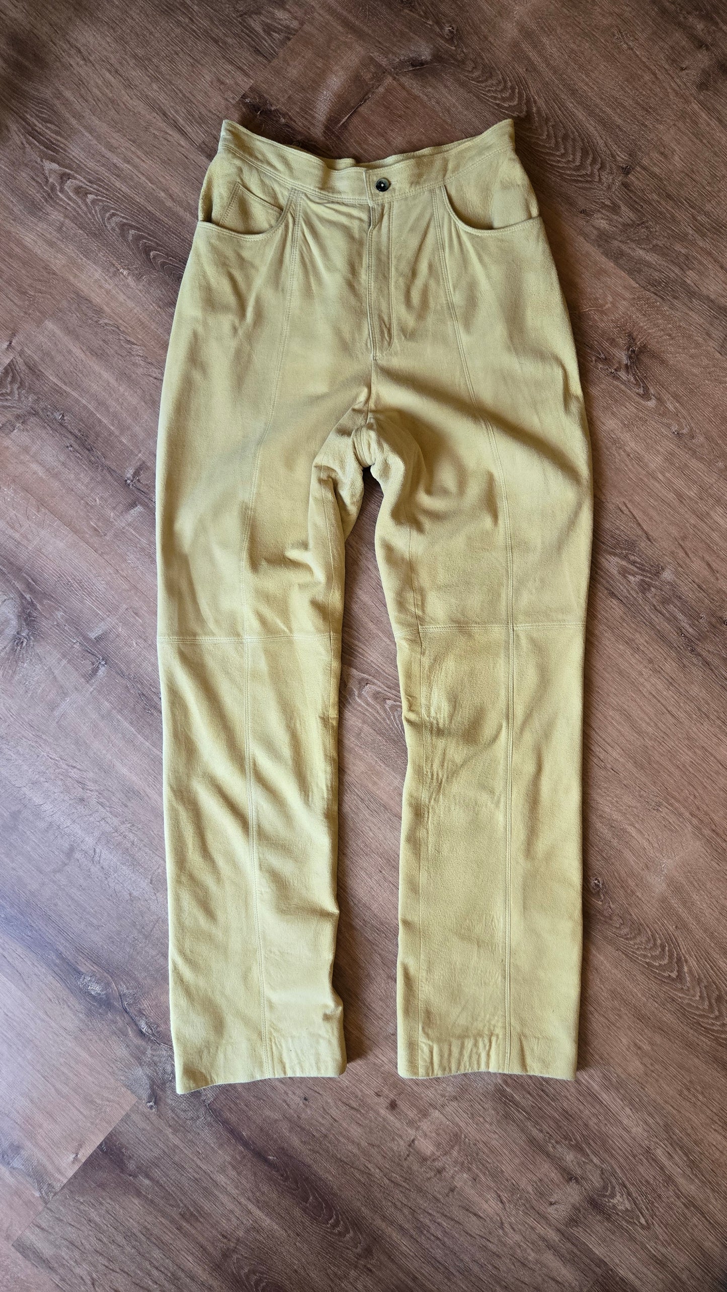 Butter yellow suede pants