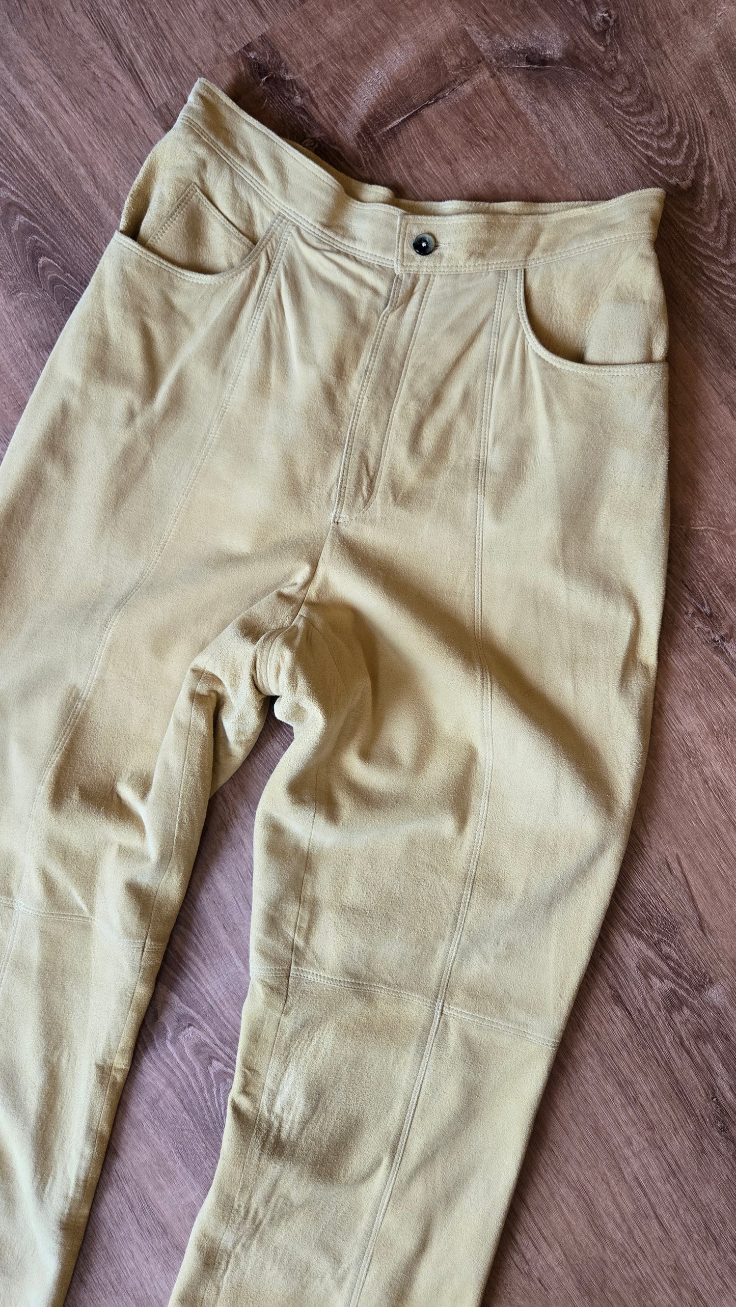 Butter yellow suede pants