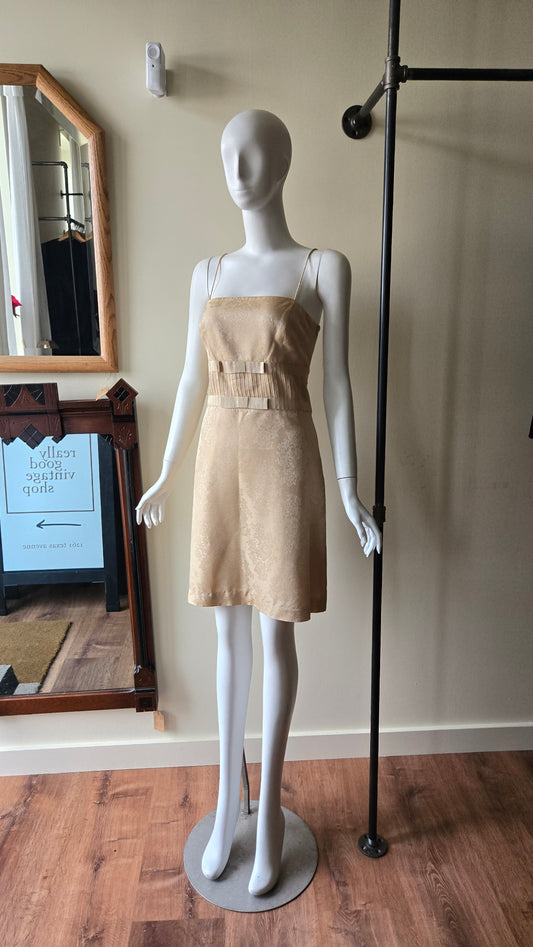 Ann Taylor gold brocade party dress