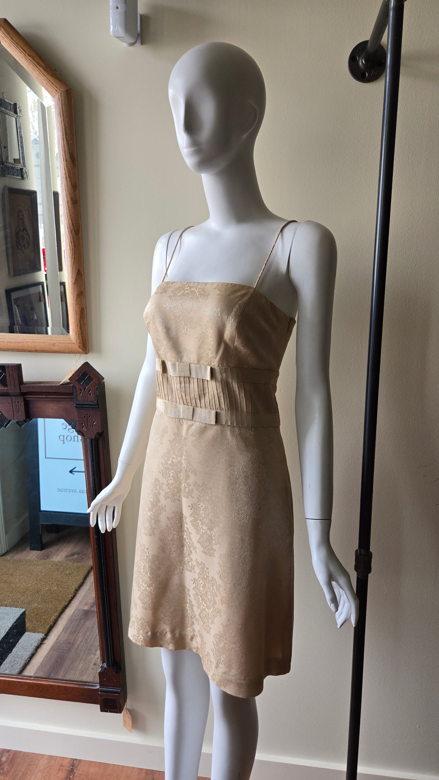 Ann Taylor gold brocade party dress