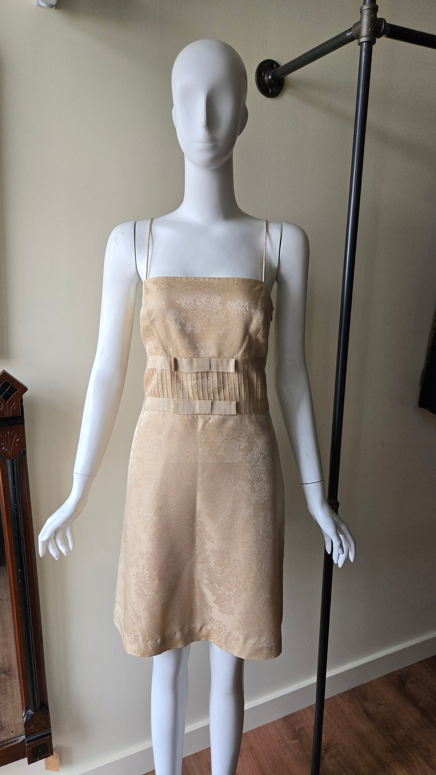 Ann Taylor gold brocade party dress