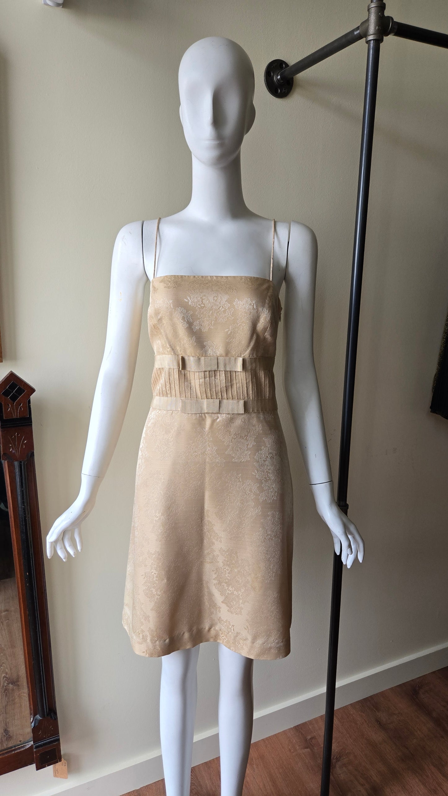 Ann Taylor gold brocade party dress