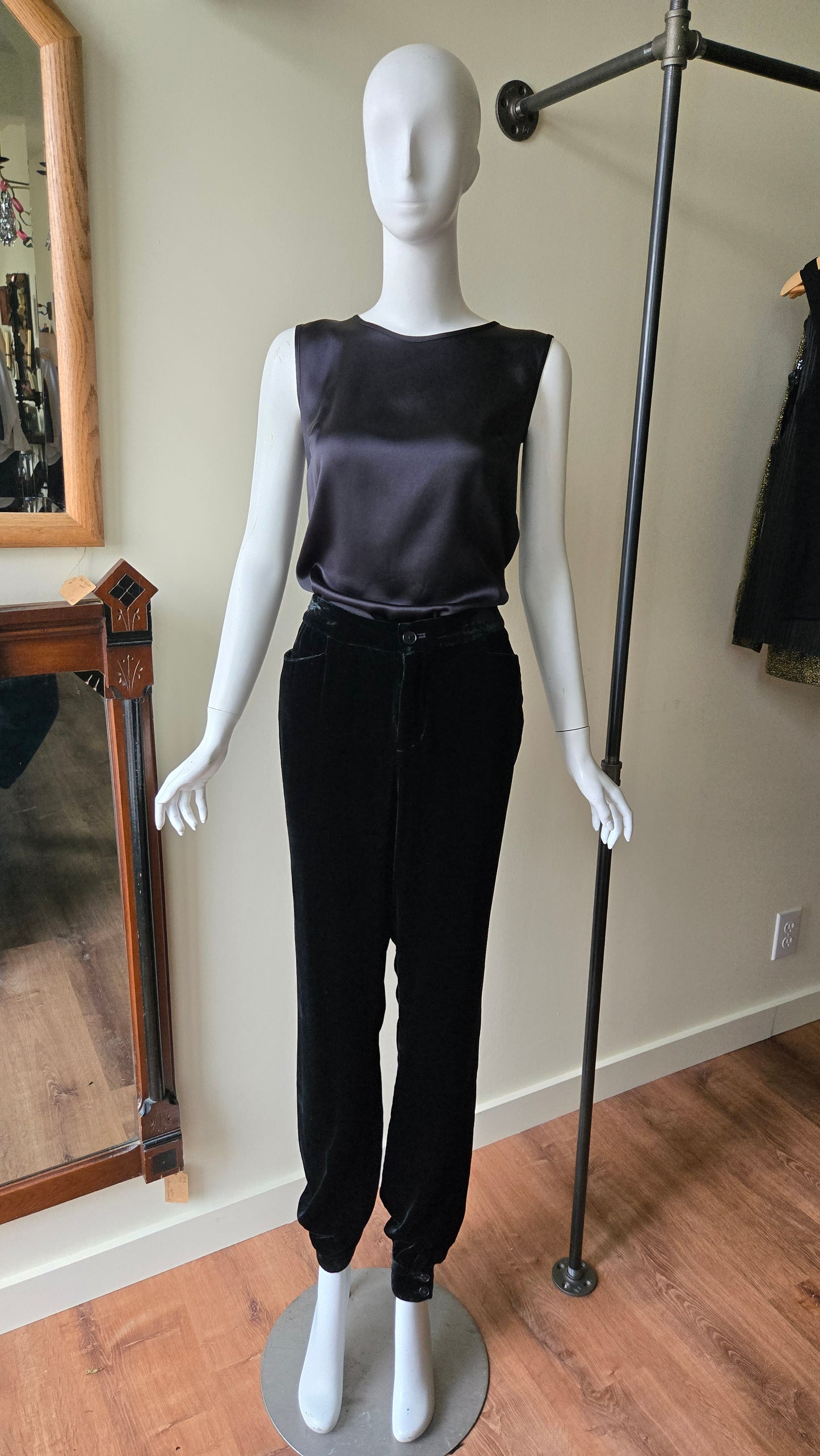 Escada black silk charmeuse shell