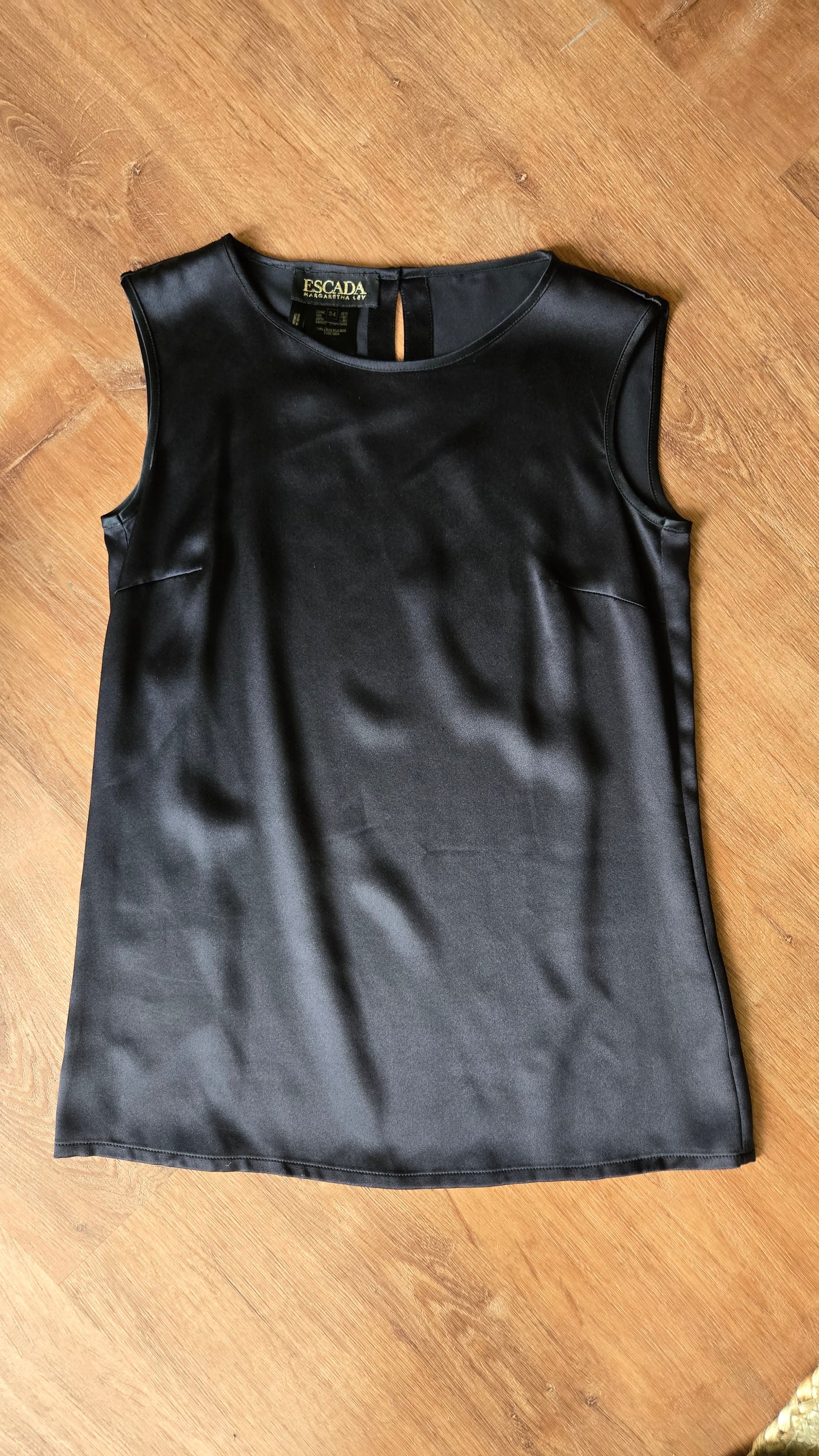 Escada black silk charmeuse shell