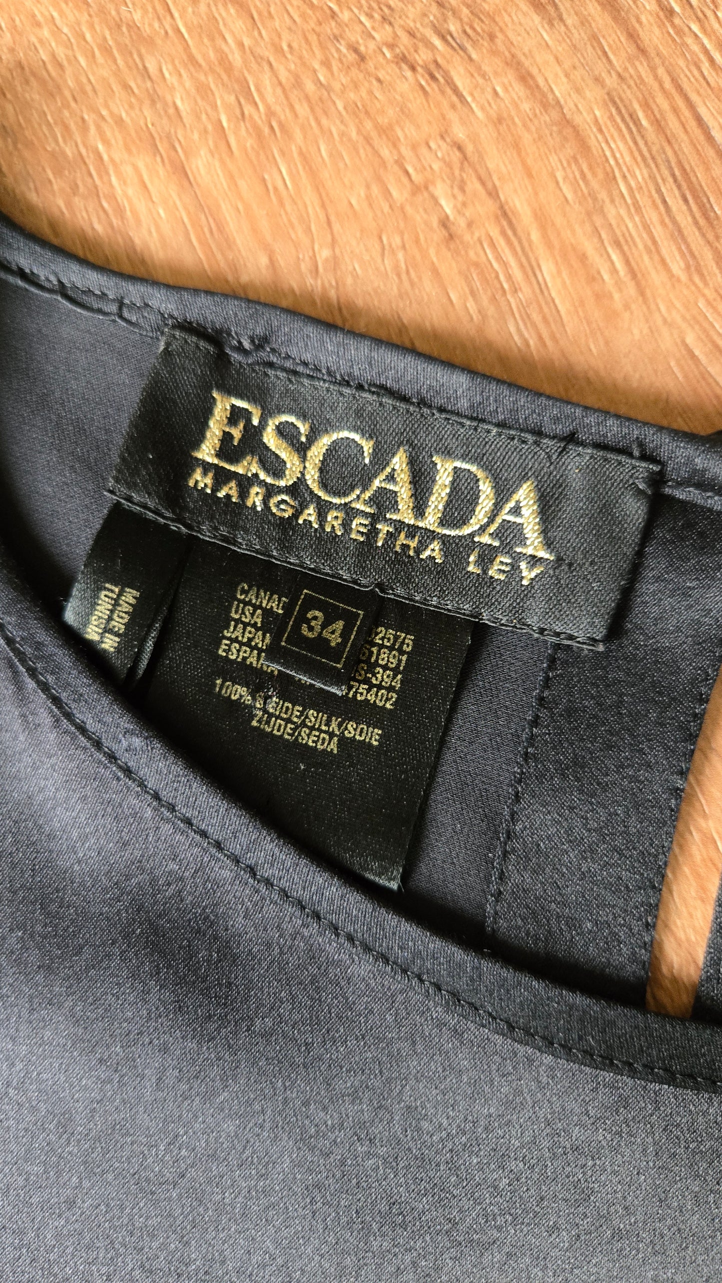 Escada black silk charmeuse shell