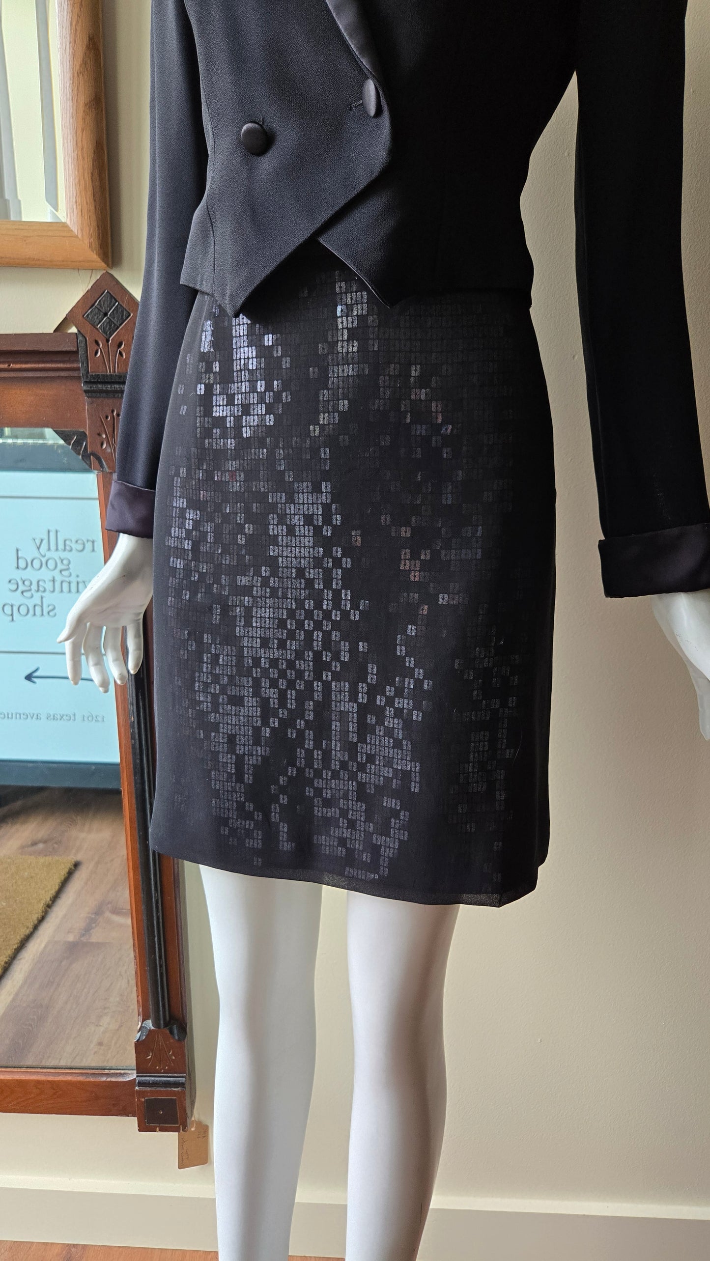 Ann Taylor black chiffon sequin miniskirt