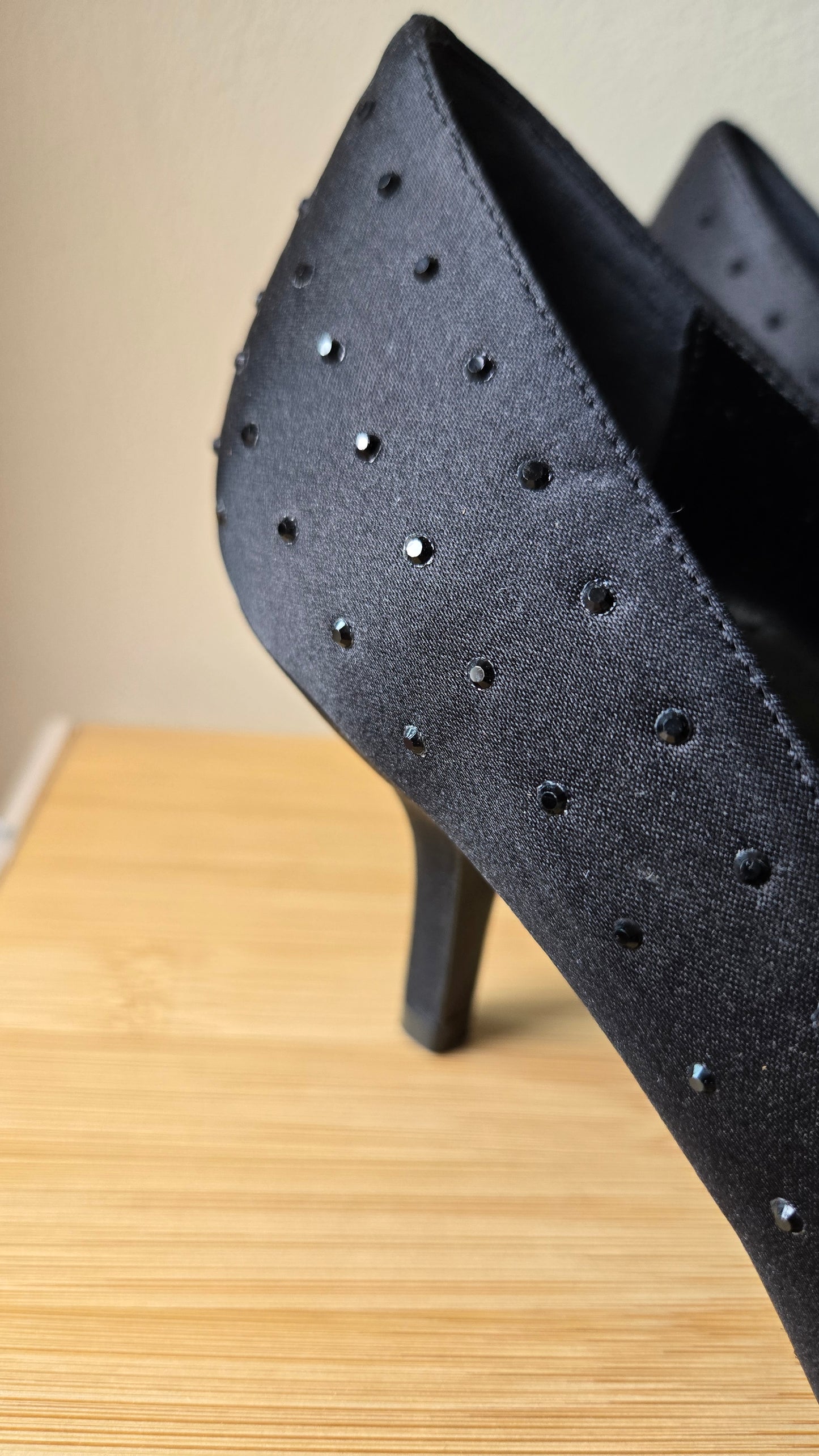 Nina black rhinestone heels