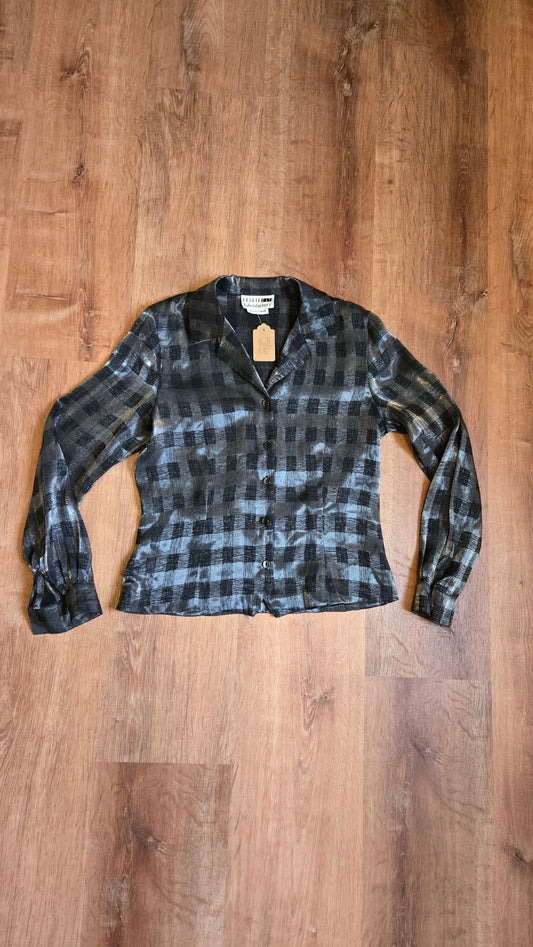 Leslie Fay silver plaid shirt