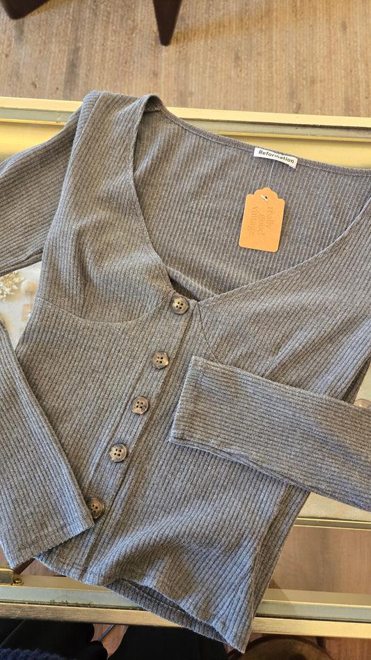 Reformation grey ribbed top