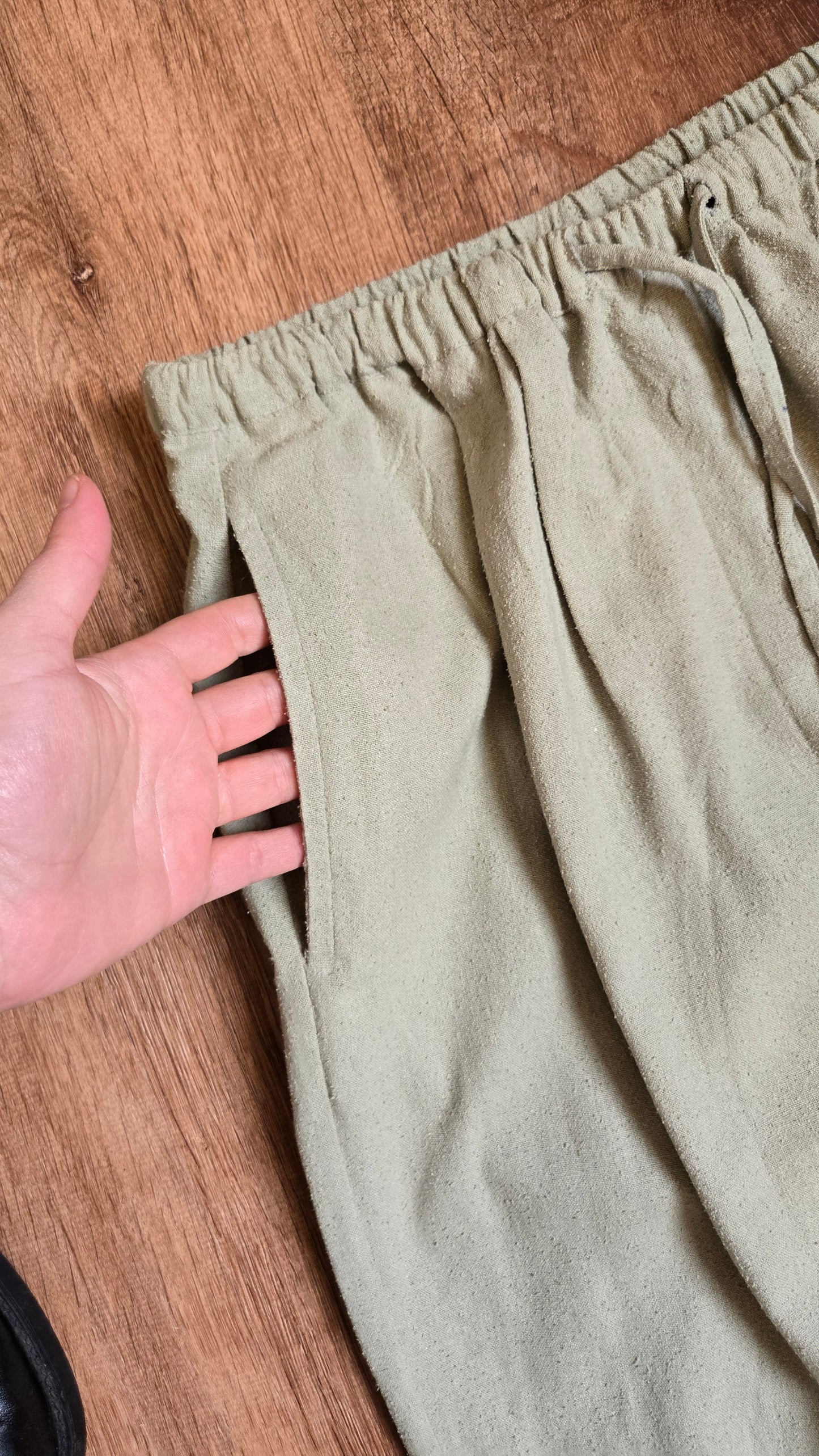 Jada sage raw silk joggers