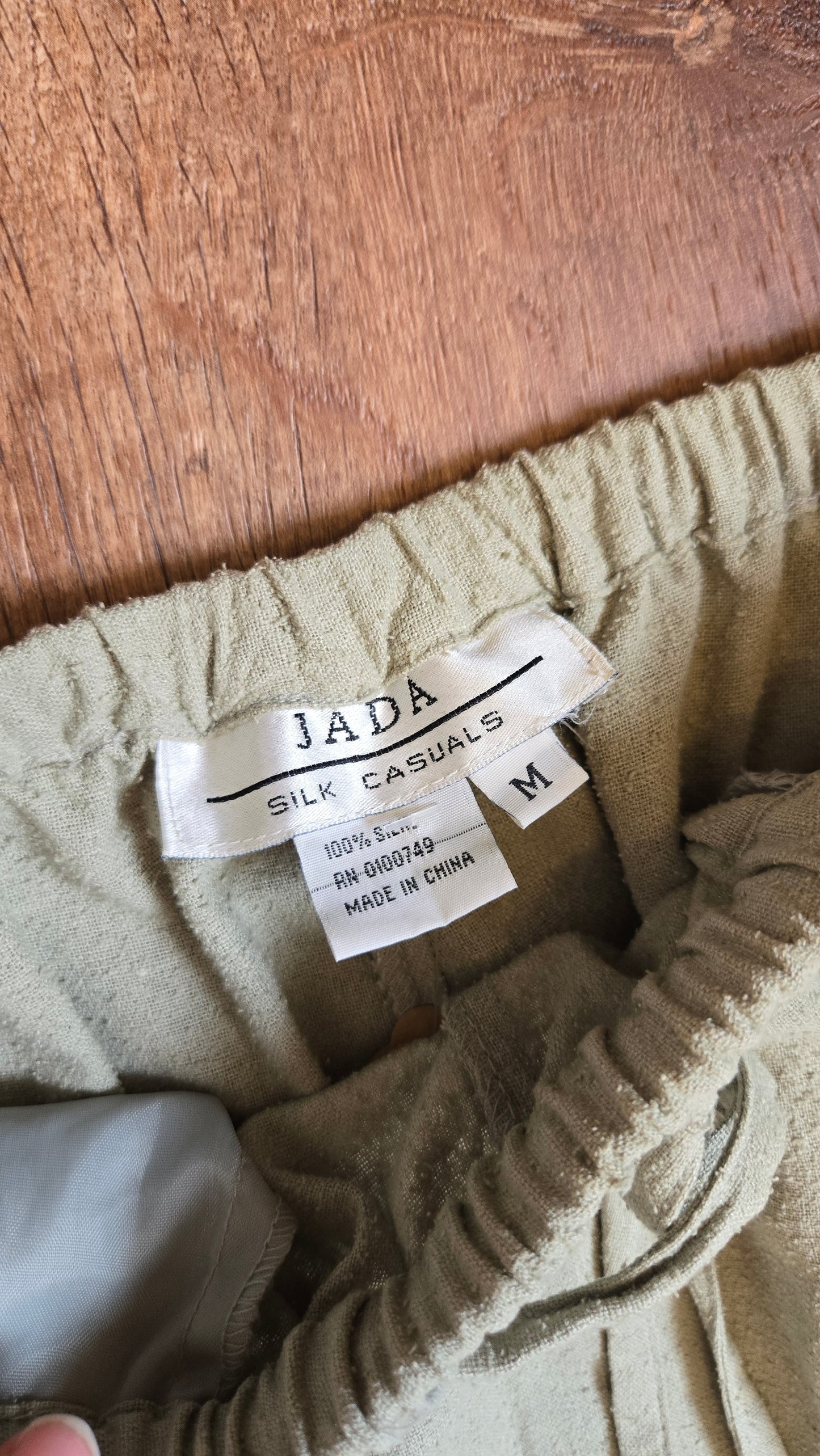 Jada sage raw silk joggers