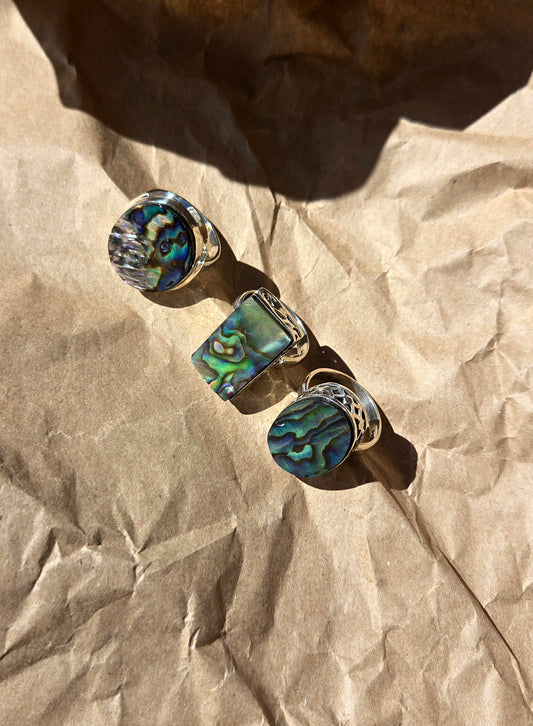 Sterling silver abalone rings