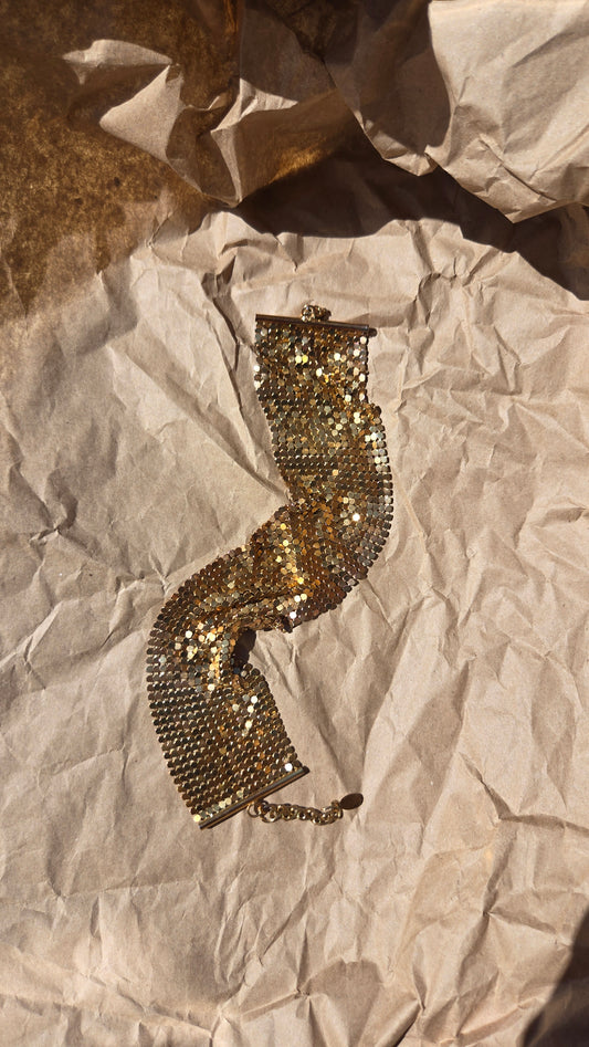 Gold wide mesh choker