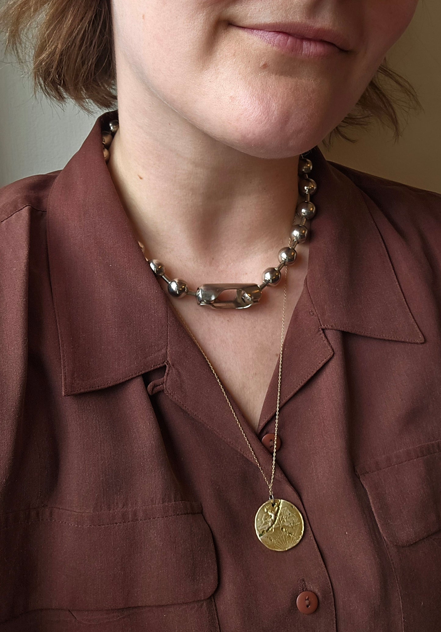 Oversized ball chain necklace