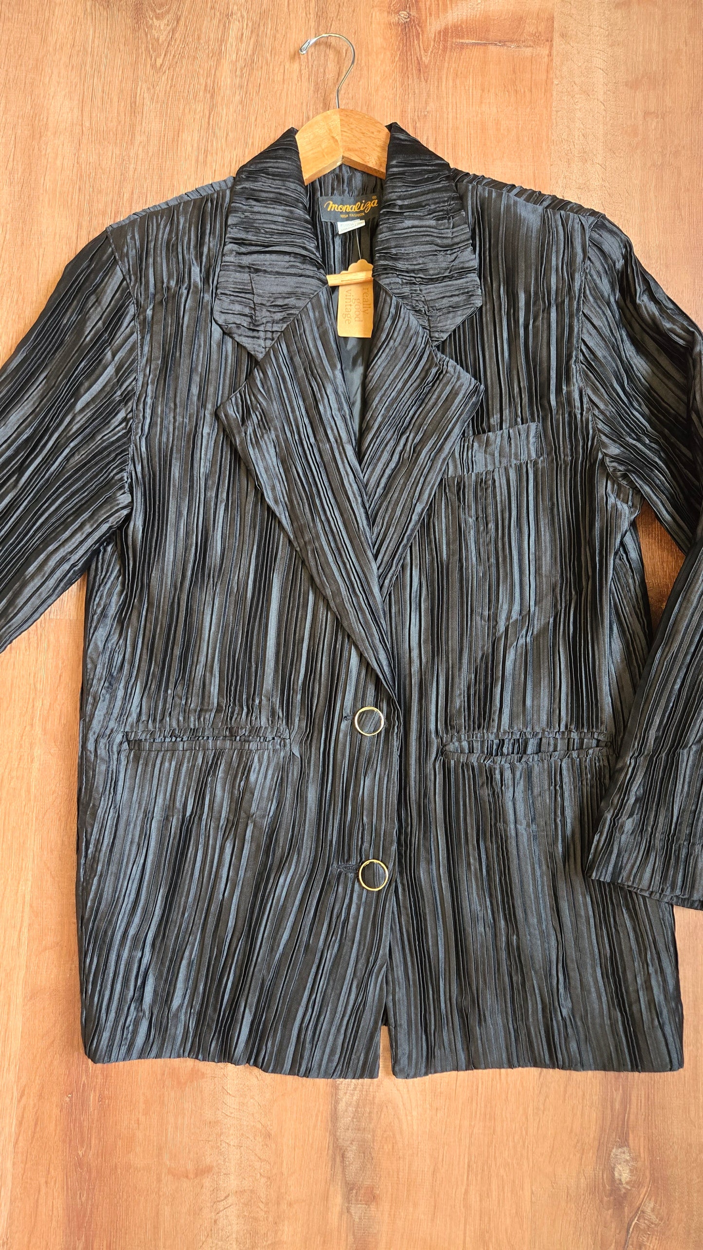 MonaLiza black micropleat blazer