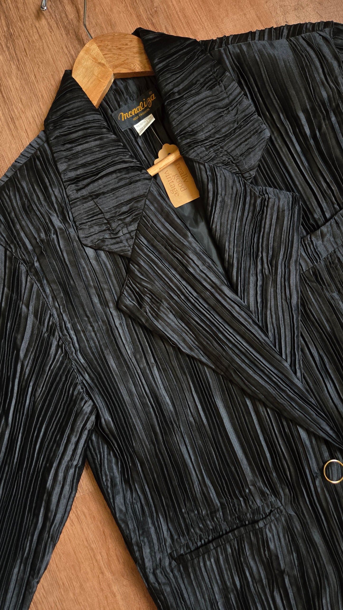 MonaLiza black micropleat blazer