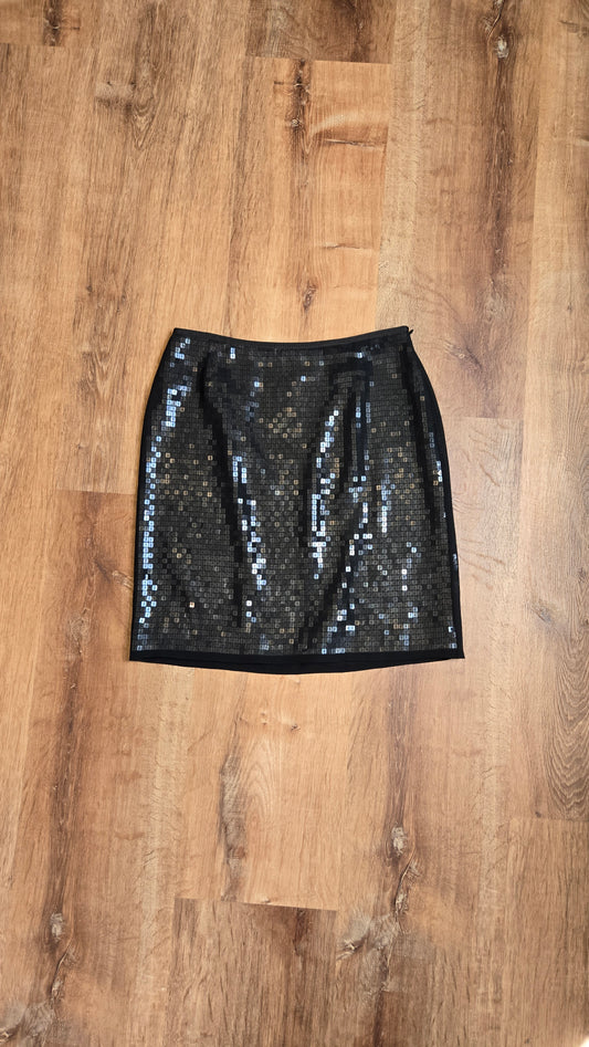 Ann Taylor black chiffon sequin miniskirt