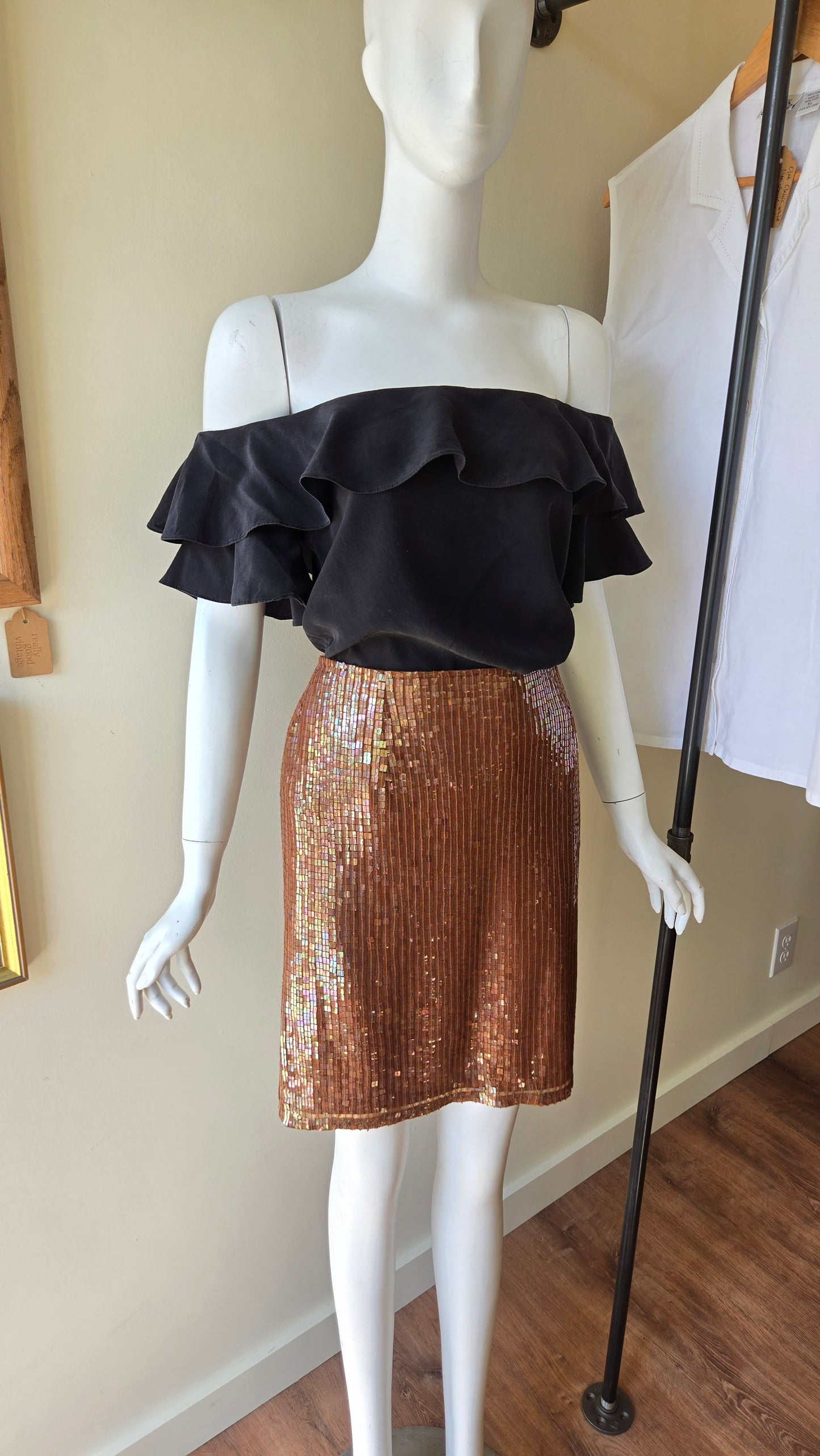 Cristall Collection brown sequin skirt