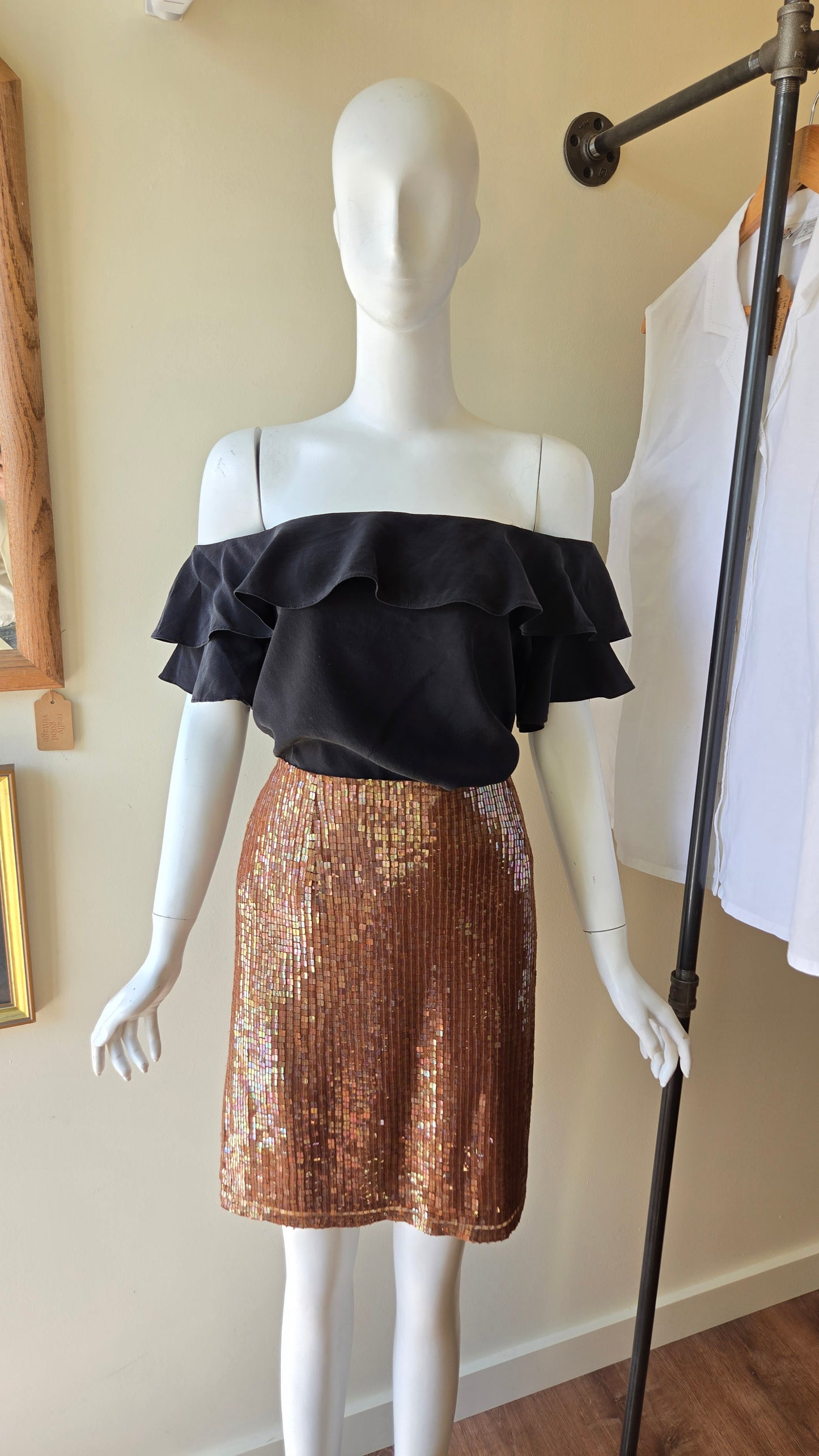 Cristall Collection brown sequin skirt