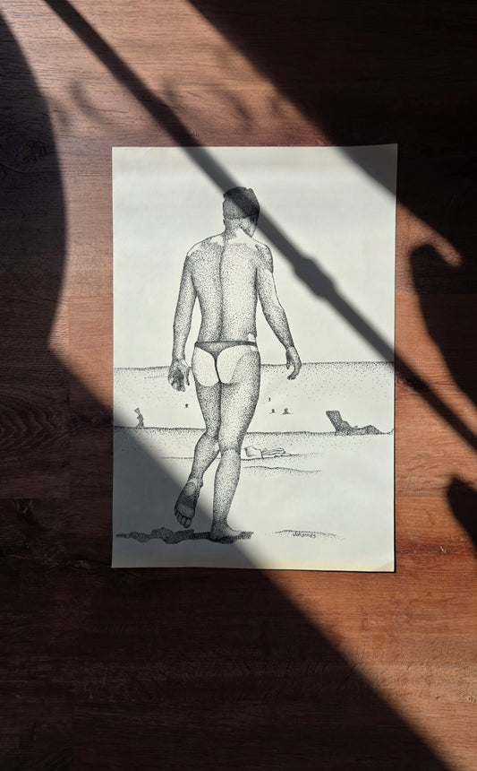 "Buns of Steel" original pointillist art
