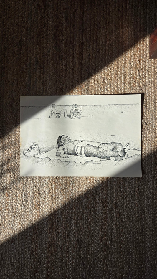 "Sun bathing" original pointillist art
