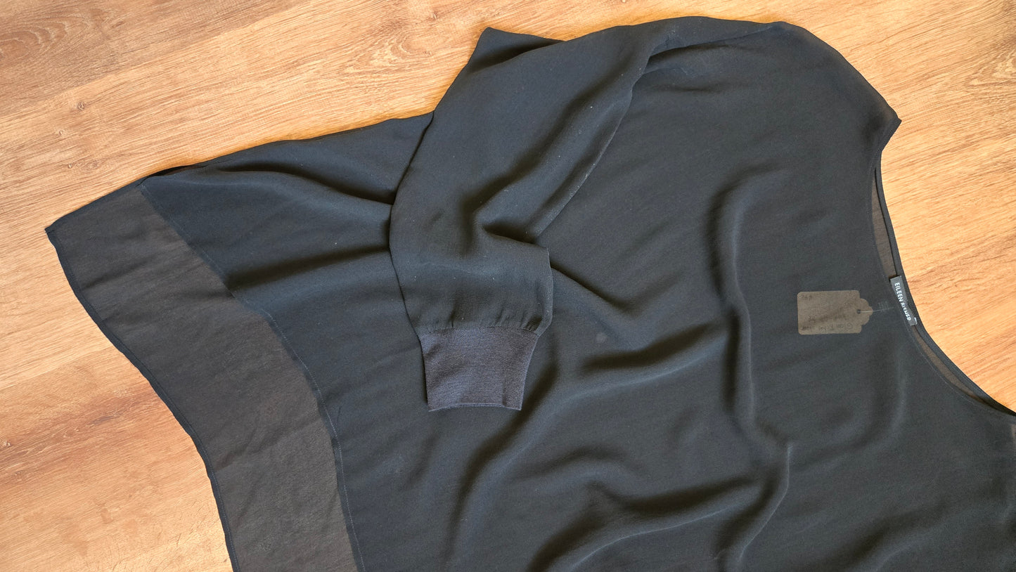 Eileen Fisher sheer black silk top