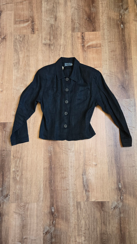 Carole Little black linen shacket