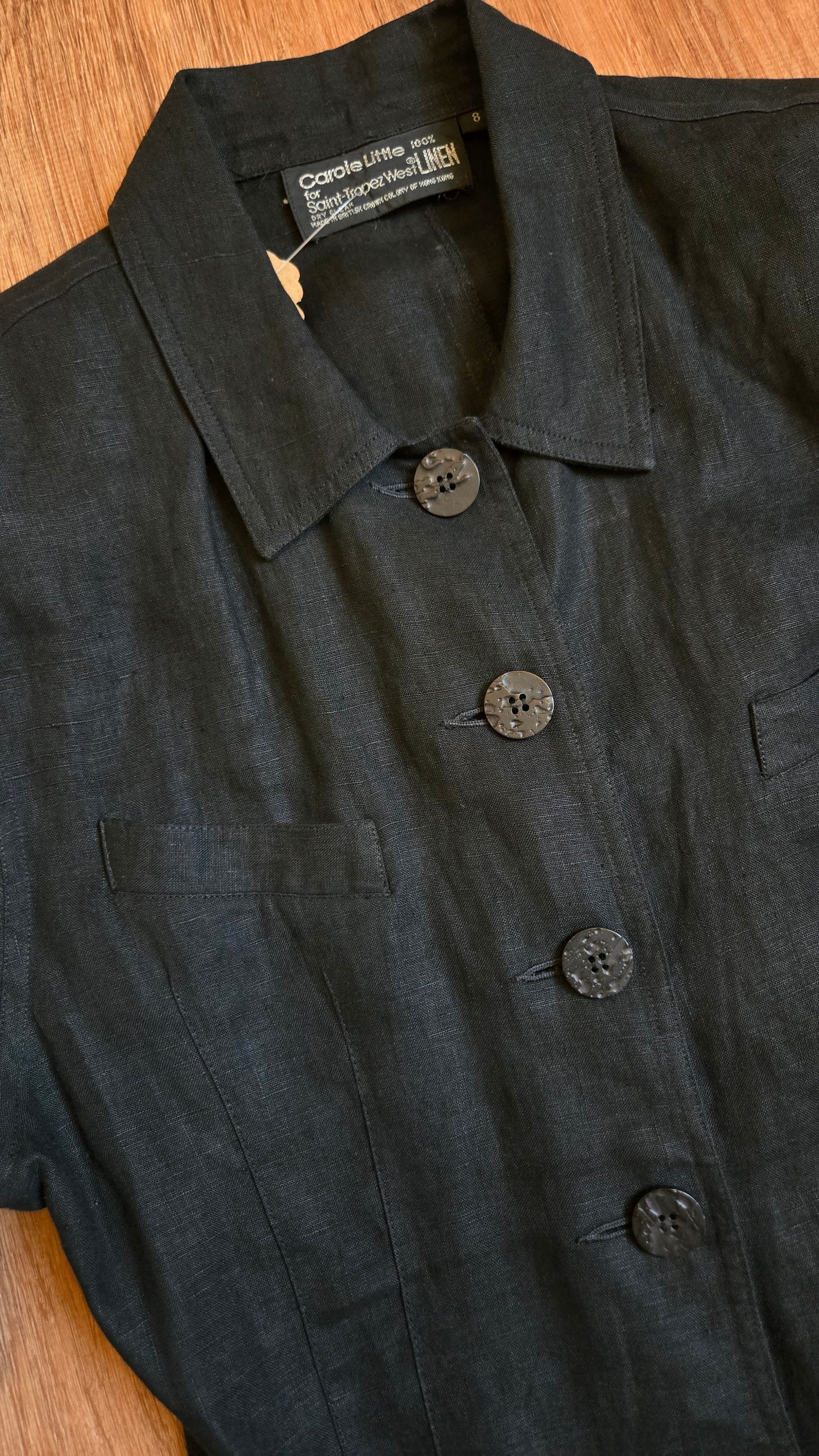 Carole Little black linen shacket