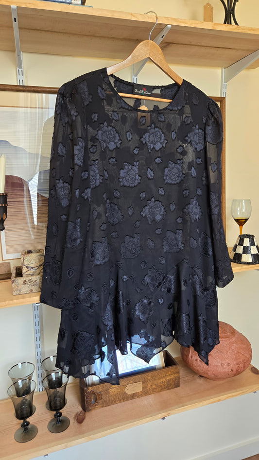 David Rose sheer floral minidress/tunic