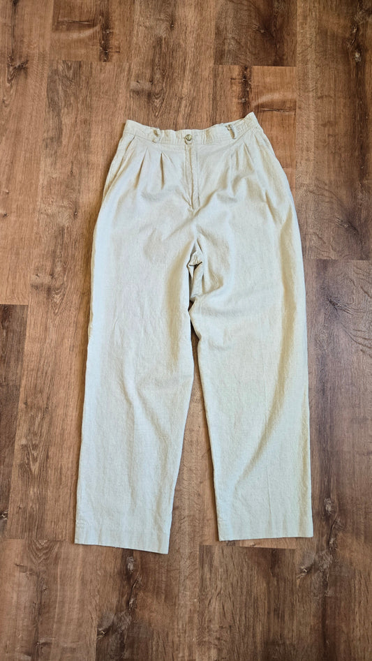 Chaus oatmeal linen trousers