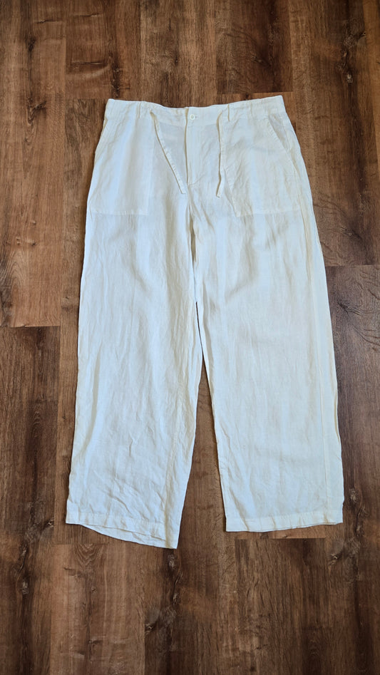 Prestige wide leg white linen pants