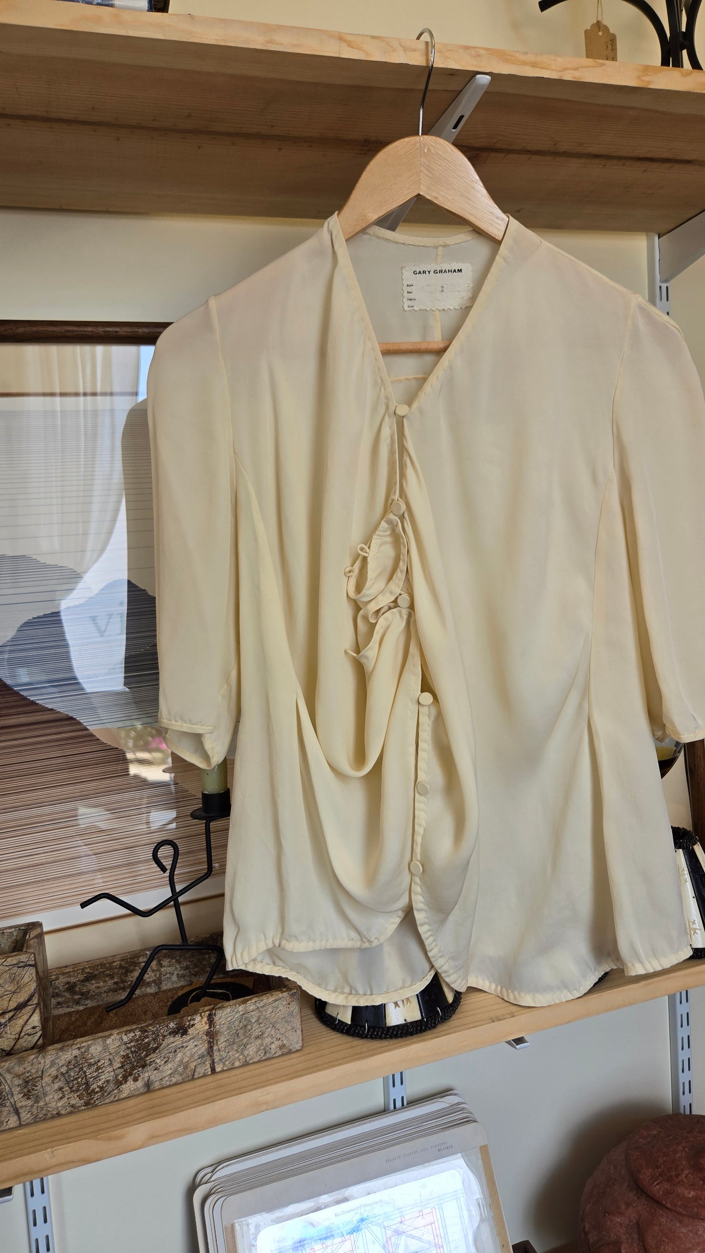 Gary Graham silk button loop blouse