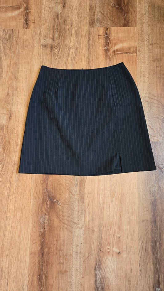 Pinstripe miniskirt with slit