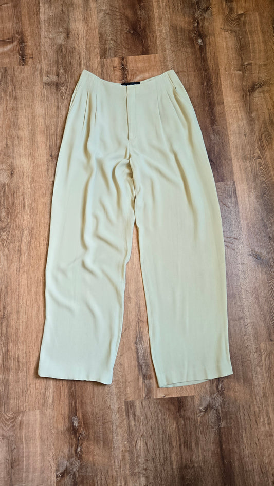 Ellen Tracy beige silk wide leg pants