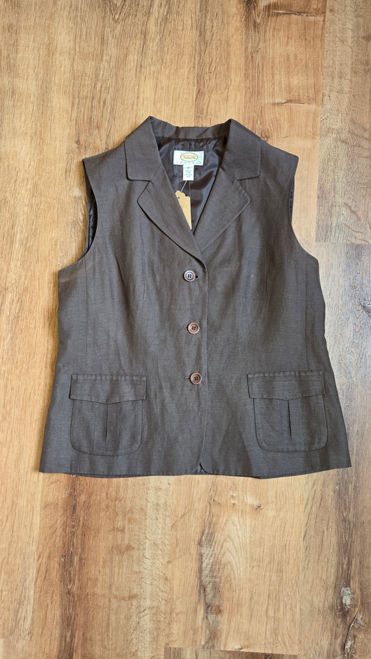 Talbots brown silk/linen vest