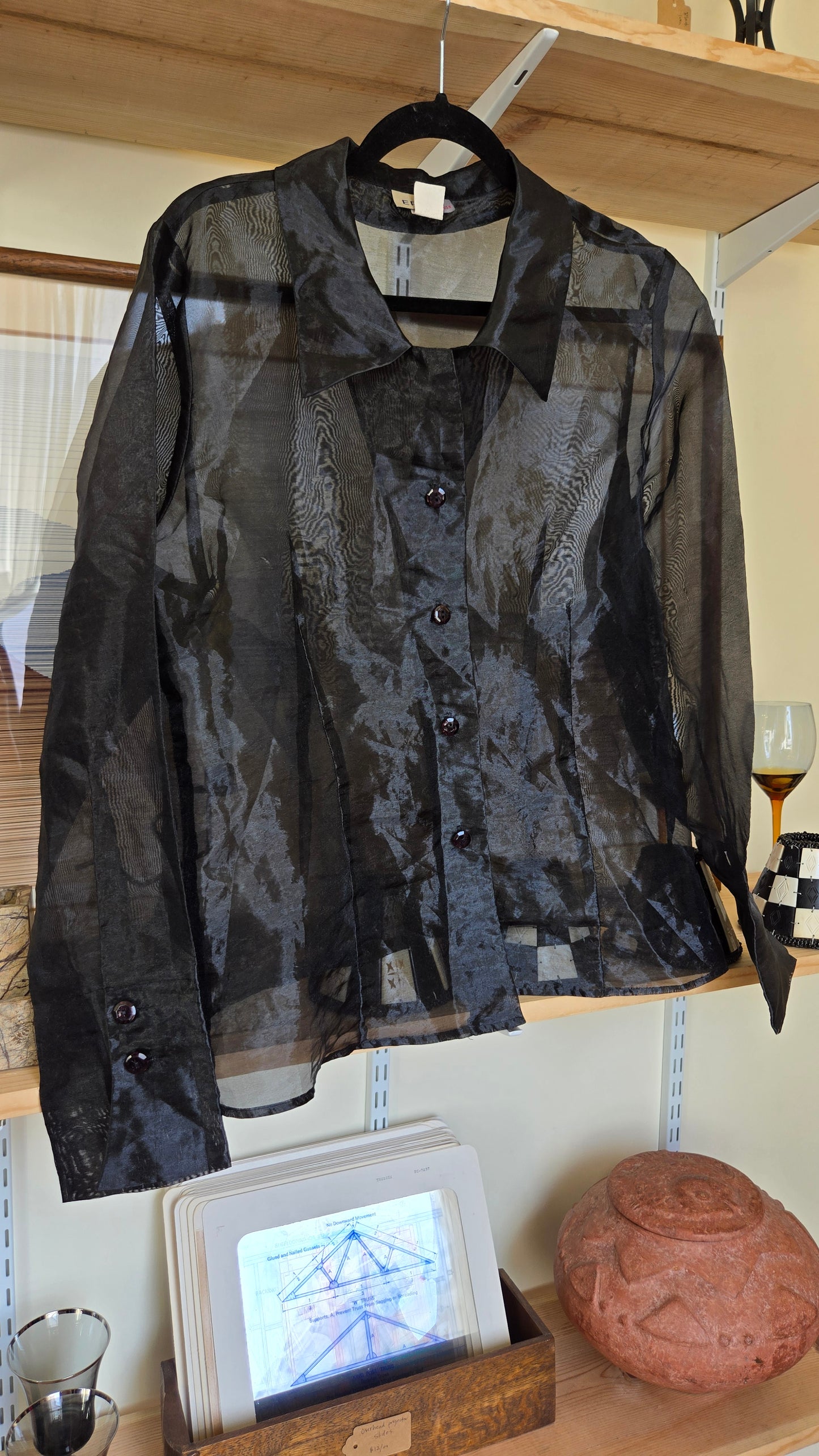 Black sheer sheen blouse