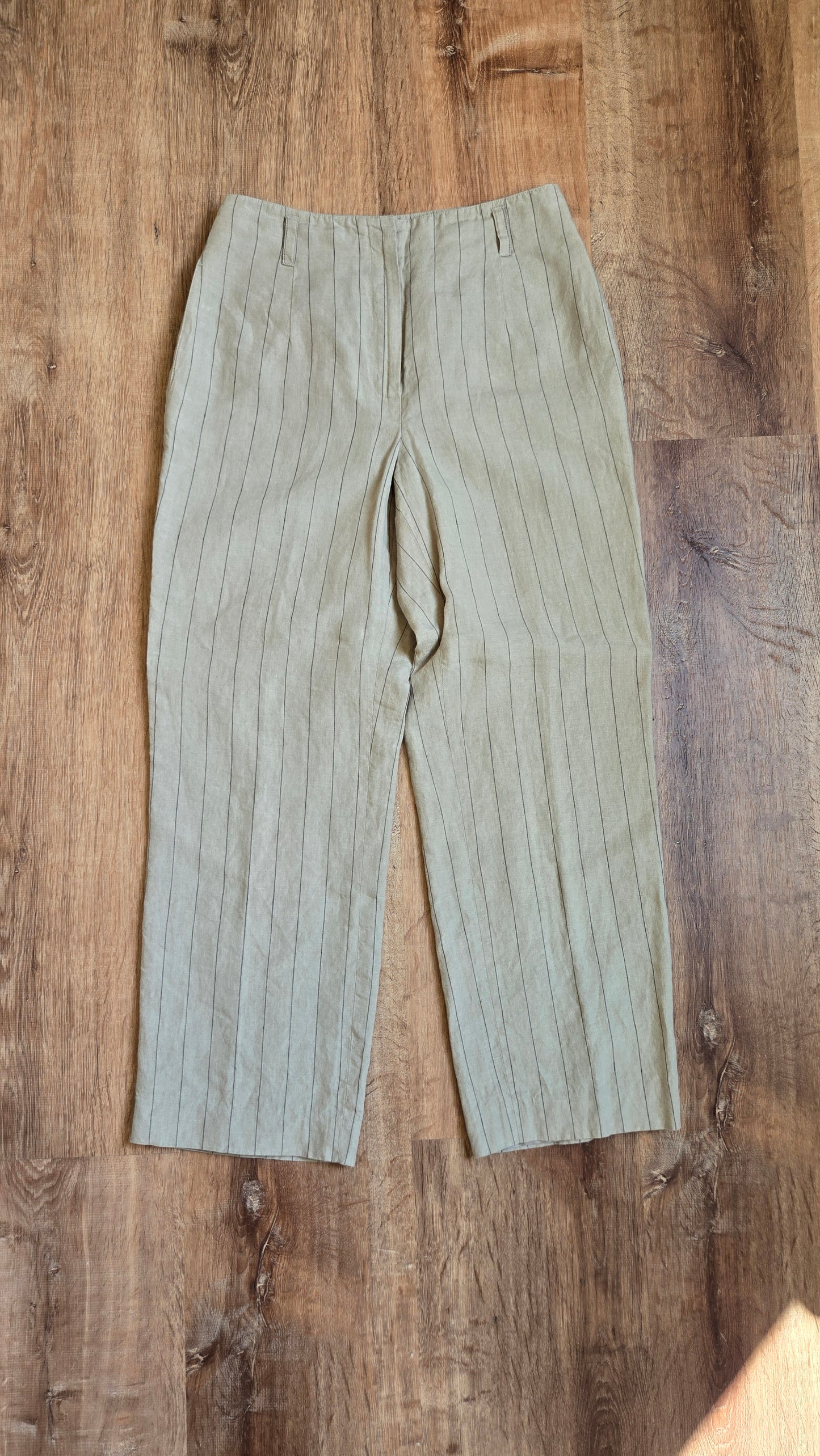 Oatmeal linen pinstripe pants